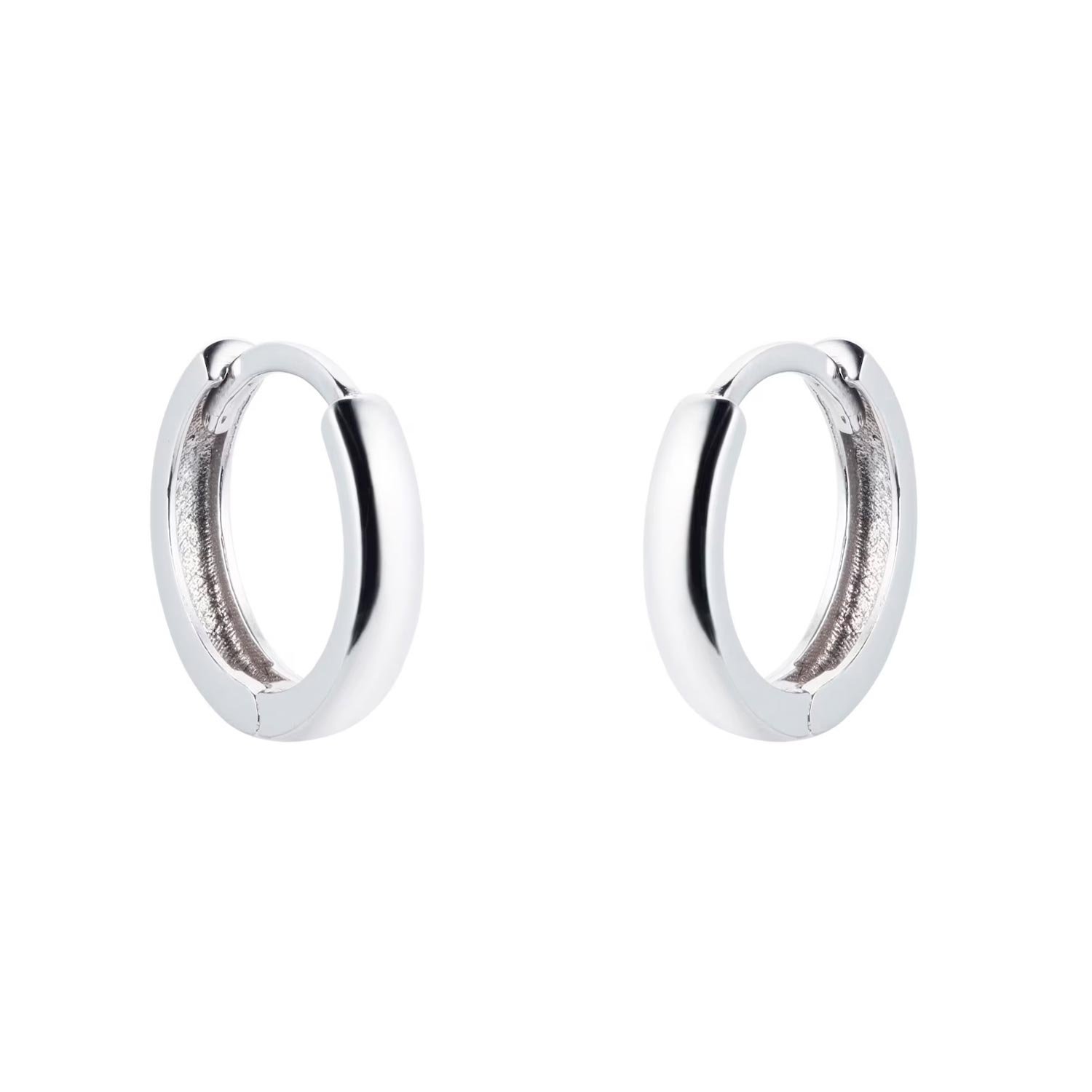 9ct White Gold 10mm Huggie Hoop Earrings