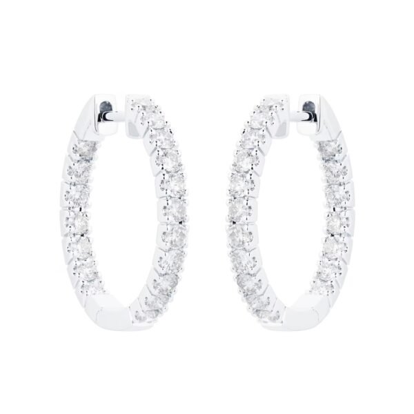 18ct White Gold 1.00cttw Diamond 20mm Hoop Earrings