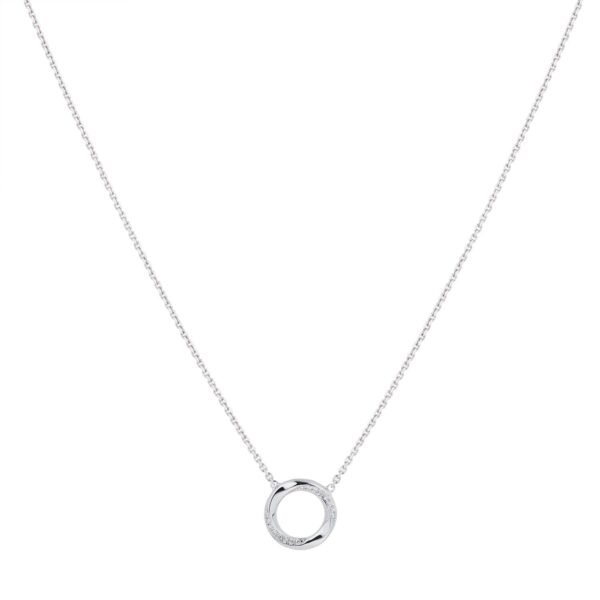 9ct White Gold 0.04 Carat Total Weight Diamond Circle Pendant - Image 3