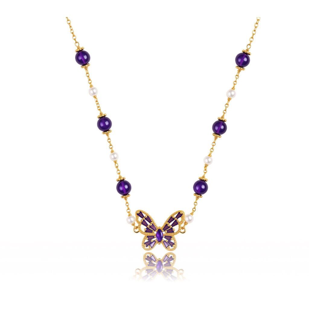 Dreamy Purple Butterfly Crystal Necklace